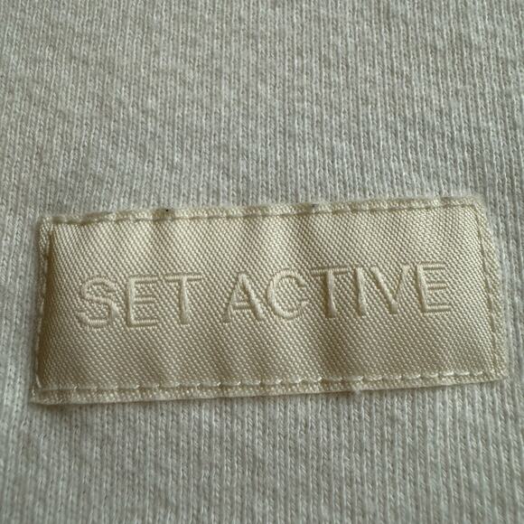 Set Active Women's Half Zip Pullover White Size XL Comfy Cotton Spring Pocket - Picture 6 of 8